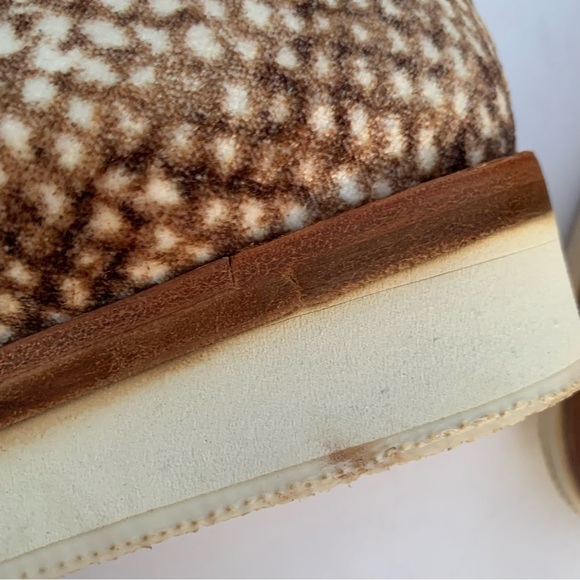 Free People Bohemian Western Snake Eyes Brown and White Loafer Slip Ons - Picture 12 of 12